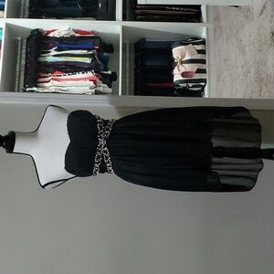 Trixxi pearl and rhinestone strapless high low dress sz 5